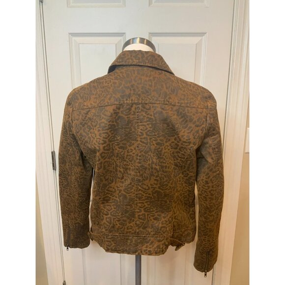 Kut From The Kloth Brown Leopard Print Asymmetrical Zip-Up Moto Jacket, Size XL - Picture 6 of 8